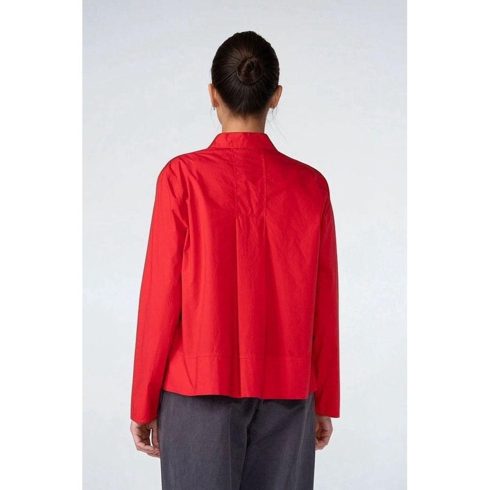 Oska Oversize Button Down Shirt Size 1 (6-8 US) Red 100% Cotton Poplin Collared - Picture 2 of 11